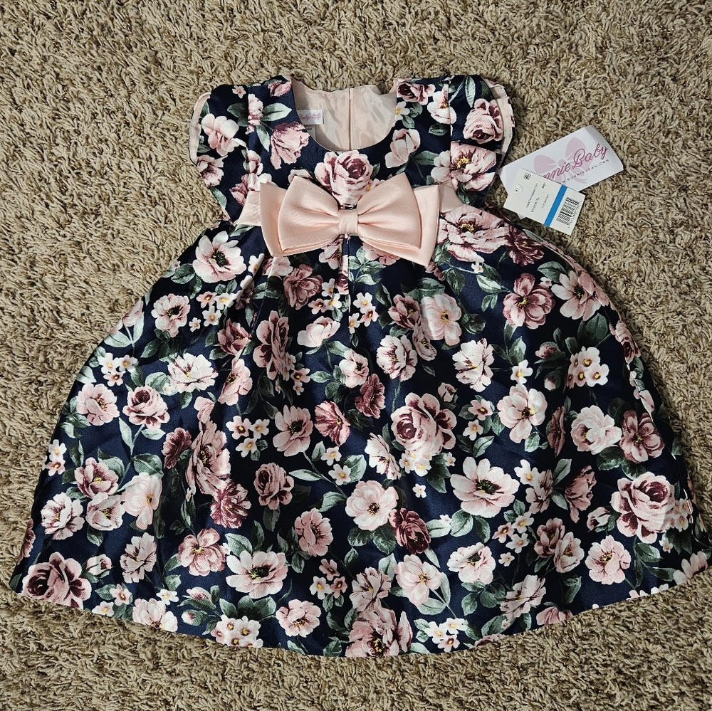 NWT 24 Months Bonnie baby navy jacquard dress